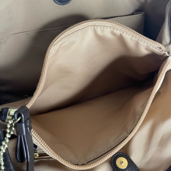 Coach Carry All Signature Brown Green Drawstring Tote Purse - Picture 14 of 16